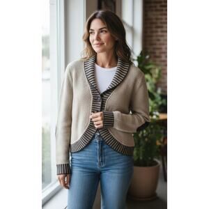 Vintage‎ Weekend MaxMara Banshee Virgin Wool Blend Cardigan Beige Size Small